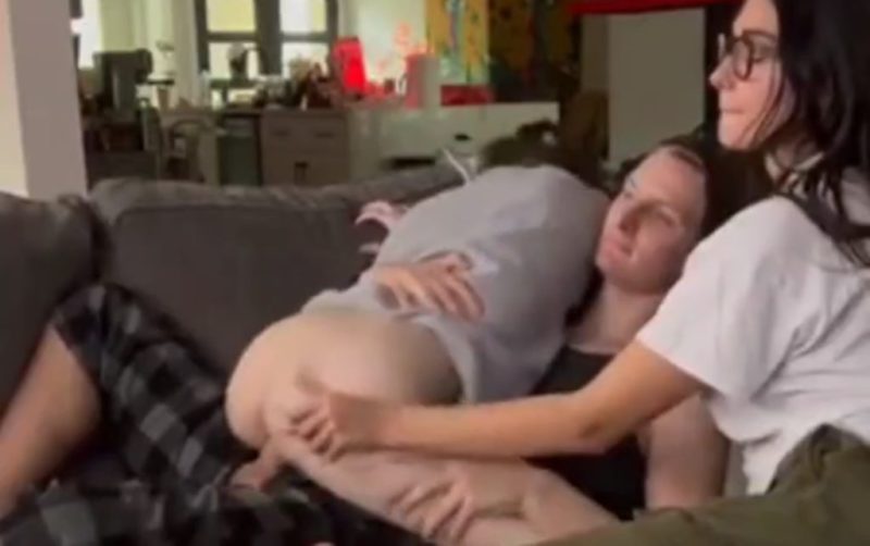 Incest two sisters and brother fuck on the couch watching tv