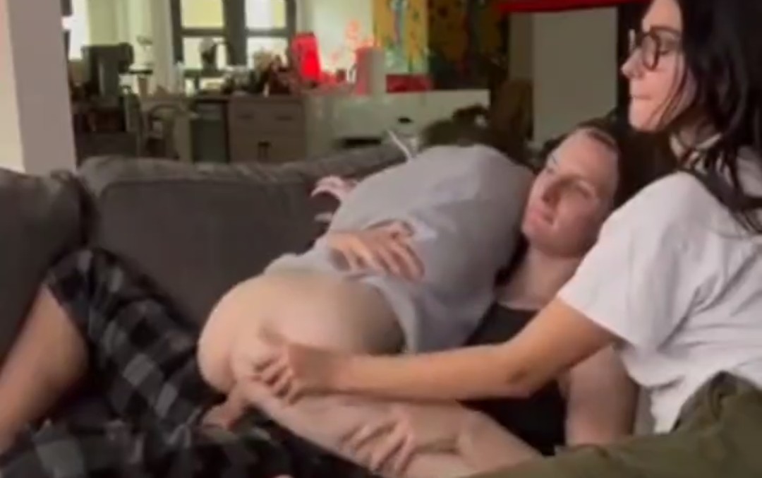 Incest two sisters and brother fuck on the couch watching tv