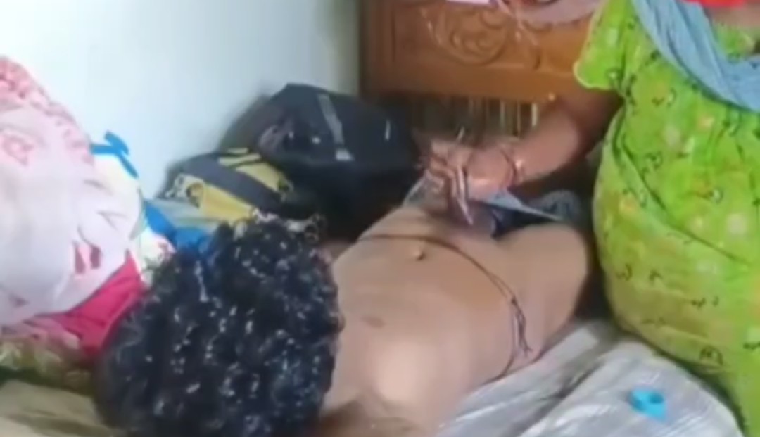 Son gets his mom to give him a cock massage